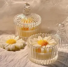 Daisy Ribbed Glass Candles scented candle
